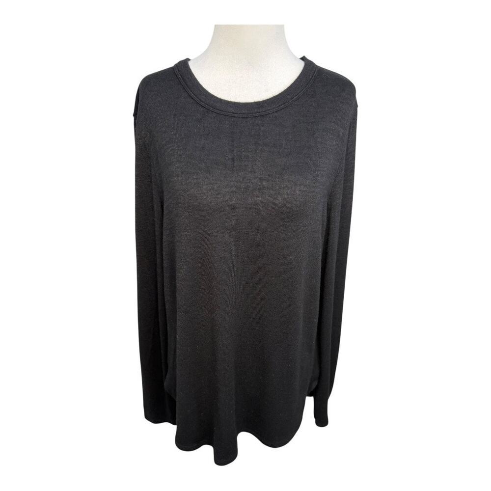 Banana Republic Women's Black Long Sleeve Pullover Top Size Large Curved Hem
